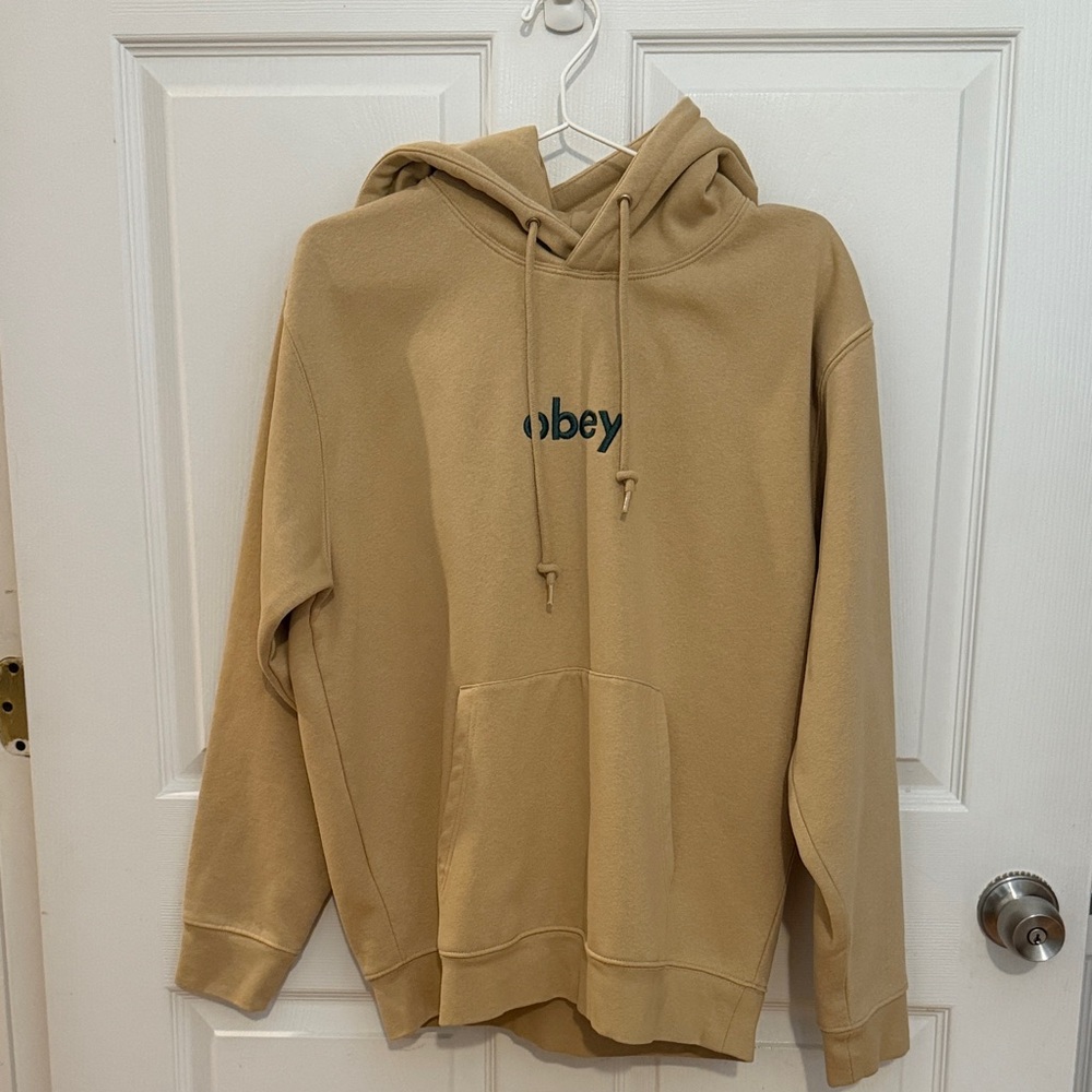 Obey Beige Hoodie-size S-$40